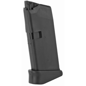 Glock 43 Magazine – 9mm 6-round with Extension Glock 43 magazine: 9mm, 6-round capacity with extended base plate