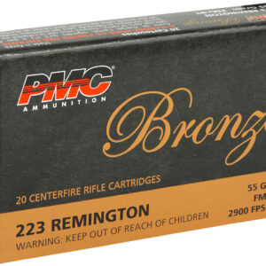 PMC Bronze 223A Ammo – .223 Rem, 55gr FMJ-BT, 20rd Box