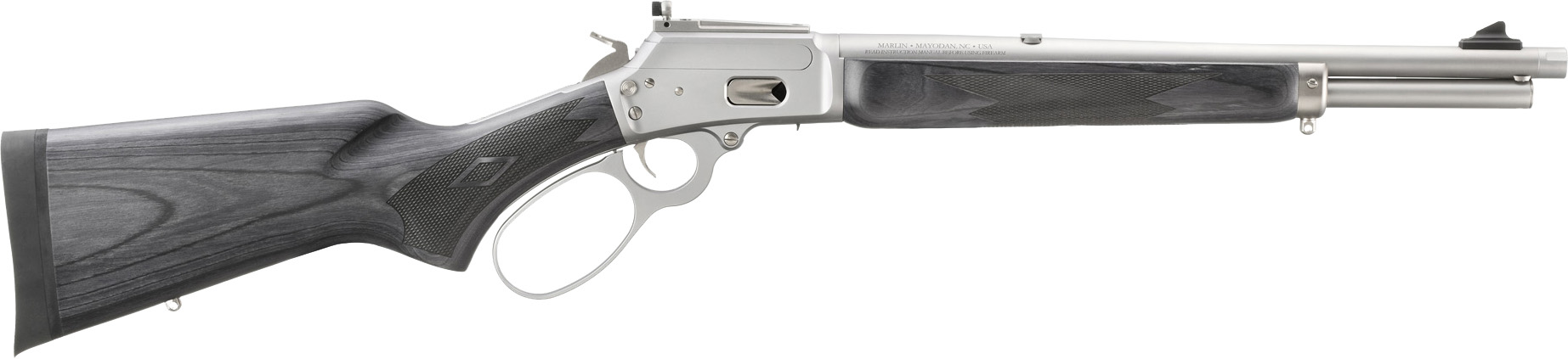 Marlin 1894 Trapper .44 Rem Mag — 16.1″ Threaded Barrel Marlin 1894 trapper lever-action rifle chambered for. 44 remington magnum and. 44 special. 16. 1" cold hammer-forged stainless threaded barrel (5/8"-24), 8-round tubular magazine (. 44 rem mag) and black laminate stock.