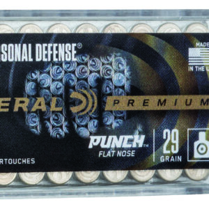 Federal Punch 22lr Ammo – 29gr Flat Nose, Pd22l1, 50-round Box Federal pd22l1 premium personal defense punch 22lr 29gr flat nose 50 per box/100 case